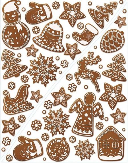 Sticker de iarna pentru geam - figurine turta dulce, 42 x 30 cm