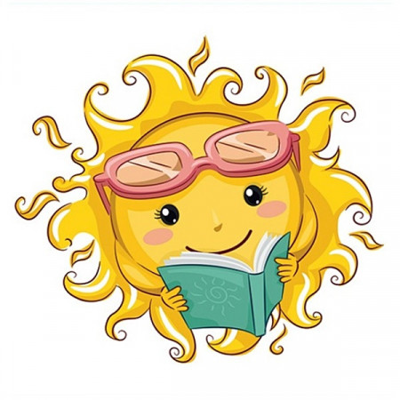 Sticker geam - soare zambitor cu carte, 30 x 33.5 cm