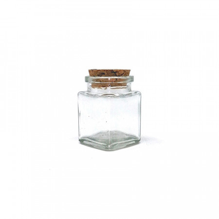 Sticluta cu capac rotund din pluta, sticla groasa - 45 ml, 4.2 x 4.2 x 5 cm