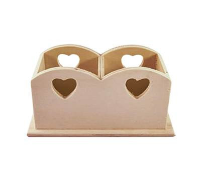 Suport creion din lemn cu inimioare, 20 x10 x 10 cm