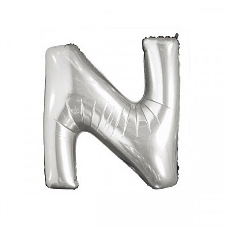 Baloane folie 32" (67cm) argintiu litera N