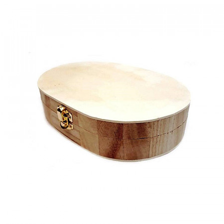 Cutiuta ovala din lemn, 20 x 15 x 5.2 cm