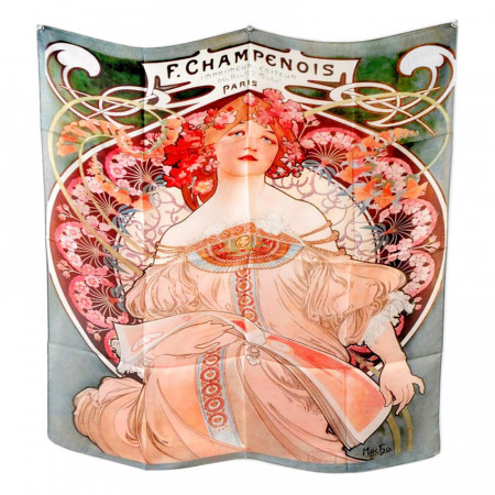 Esarfa saten ALPHONSE MUCHA "Reverie", 70 x 70 cm