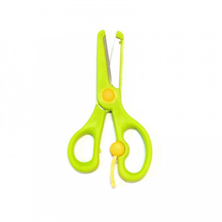 Foarfeca pentru copii cu protectie si cu arc din plastic - verde, 13 cm