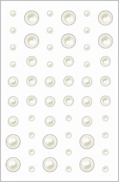 Set 54 margele autoadezive perlate in 3 marimi diferite, coala 12 x 8 cm