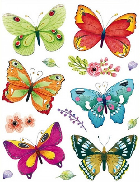 Sticker geam - fluturi colorati, 42 x 30 cm