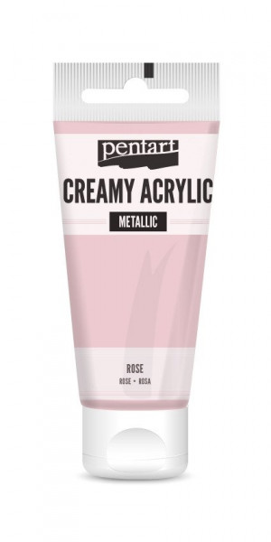 Vopsea acrilica cremoasa metalizata Pentart 60 ml - Roz
