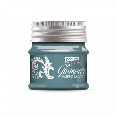 Vopsea pentru textile Pentart 50ml - culori Glamour - Argintiu turcoaz