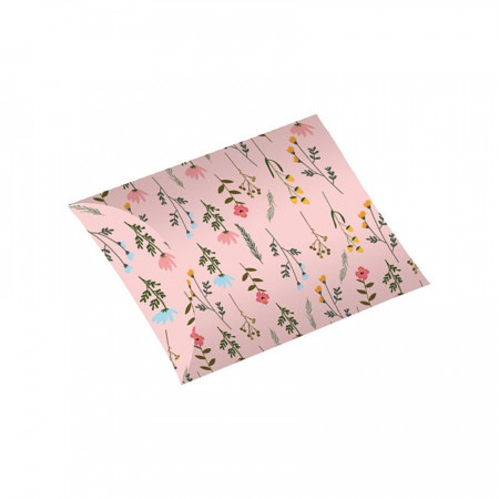 Cutie cadou pliabila din carton - flori pe fundal roz, 28 x 15 cm