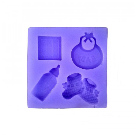 Forma de turnat din silicon DIY - 4 forme Baby shower, 7.5 x 7.5 x 1 cm