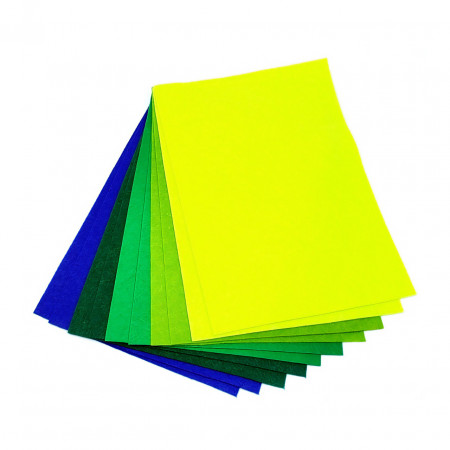 Set 10 coli fetru moale A4 - nuante verzi, 2 mm