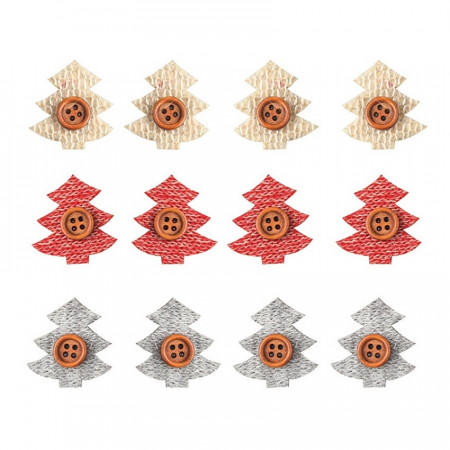 Set 12 brazi decorativi, cu buton din lemn natur, 3 cm