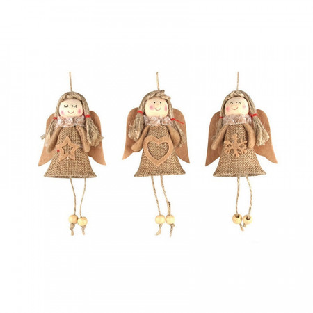 Set 3 ingerasi din iuta cu snur pentru agatat, 13 cm