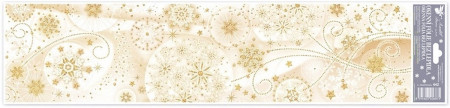 Sticker de iarna pentru geam - fulgi de zapada aurii, 64 x 15 cm