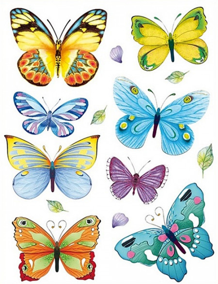 Sticker geam - fluturi colorati, 42 x 30 cm