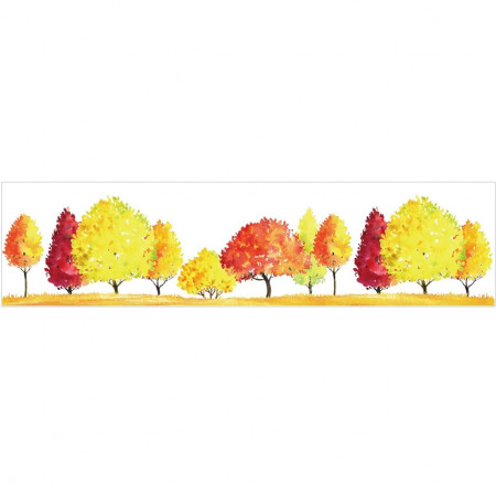 Sticker geam orizontal, motive de toamna - peisaj cu copaci in culori de toamna, 64 x 15 cm