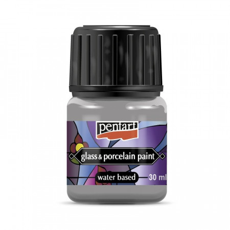 Vopsea pentru sticla si portelan Pentart 30 ml - Argintiu