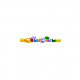 Margele semirotunde plate colorate din plastic cu litere, set 160 buc