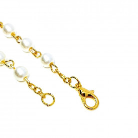 Matanii aurii cu perle de culoare naturala, 16 cm