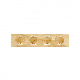 Set 4 eprubete in suport din lemn, diametru 3 cm