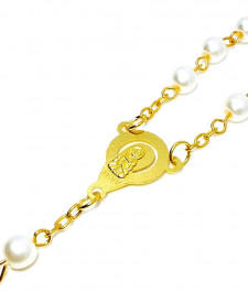 Matanii aurii cu perle de culoare naturala, 16 cm
