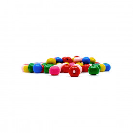 Set 100 margele din lemn colorate si gaurite, 20 g