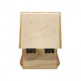 Cutiuta din lemn esenta tare si capac cu balamale, 8 x 8 x 5 cm