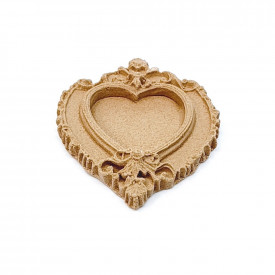 Ornament din lemn termoplastic - rama inima, 6 x 5 cm