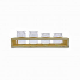 Set 4 eprubete in suport din lemn, diametru 3 cm