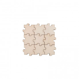Set 50 de elemente puzzle din lemn - 2 x 2 cm, grosime 3 mm