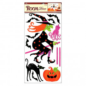 Stickere decorative Halloween - vrajitoare cu pisici, 60 x 32 cm