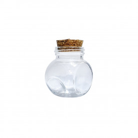 Sticluta cu capac rotund din pluta, sticla groasa - 60 g, 5.5 x 5.5 x 4 cm