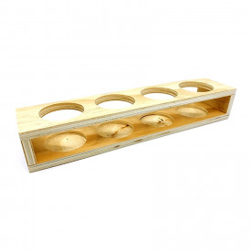 Set 4 eprubete in suport din lemn, diametru 3 cm