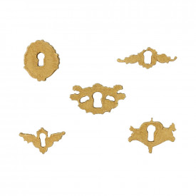 Set 5 ornamente din lemn termoplastic - gauri chei