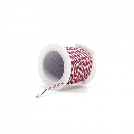 Sfoara bumbac 100% 1mm grosime 10m/rola alb cu bordo