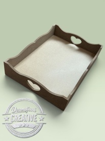 Tava A4 mdf ondulata cu maner forma inima