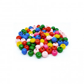 Set 100 margele din lemn colorate si gaurite, 20 g