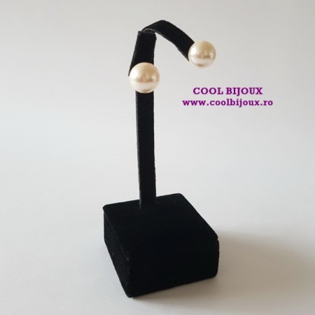 Cercei argint surub cu perla creamrose - 10 mm - Img 2