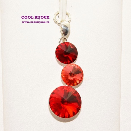 Pandantiv argint cu 3 cristale SWAROVSKI ELEMENTS - Mix Fuchsia - Img 3