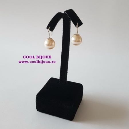 Cercei argint tortita cu perla creamrose - 10 mm - Img 3