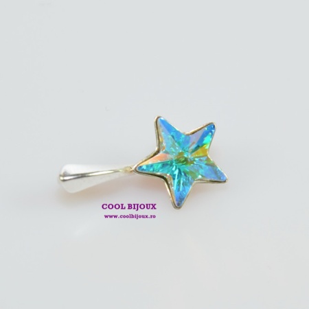 Pandantiv argint cu cristal SWAROVSKI ELEMENTS - Bermuda Blue - Img 4