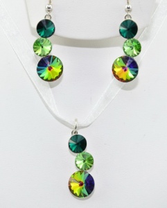 Set bijuterii argint cu 3 cristale SWAROVSKI ELEMENTS - Mix Green - Img 2