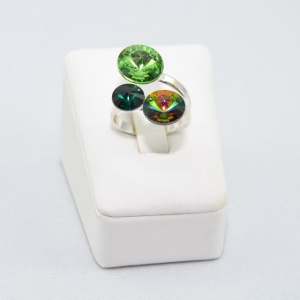 Set bijuterii argint cu 3 cristale SWAROVSKI ELEMENTS - Mix Green - Img 3