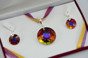 Set bijuterii argint cu cristale SWAROVSKI ELEMENTS - Sun Volcano - Img 2