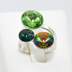 Set bijuterii argint cu 3 cristale SWAROVSKI ELEMENTS - Mix Green - Img 4