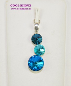 Pandantiv argint cu 3 cristale SWAROVSKI ELEMENTS - Mix Fuchsia - Img 5