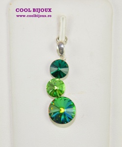 Pandantiv argint cu 3 cristale SWAROVSKI ELEMENTS - Mix Fuchsia - Img 6