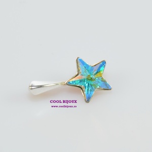 Pandantiv argint cu cristal SWAROVSKI ELEMENTS - Bermuda Blue - Img 4