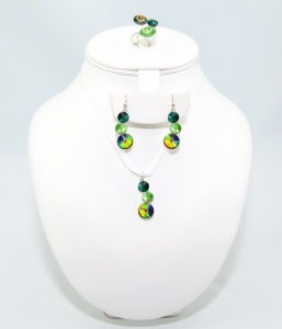 Set bijuterii argint cu 3 cristale SWAROVSKI ELEMENTS - Mix Green