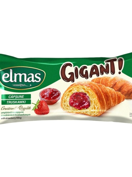 Elmas Croissant GIGANT mit Erdbeerfüllung, 160g / ELMAS CROISSANT GIGANT CAPSUNI 160G
